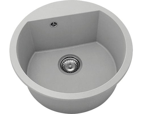 Chiuvetă bucătărie fatgranit 1 cuvă FAT Avangard 223 Ø51 cm fără picurător Grey Chiuvetă rotundă din piatră cu ventil coș