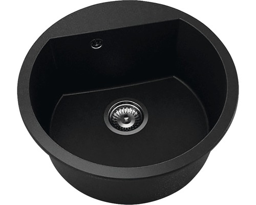 Chiuvetă bucătărie fatgranit 1 cuvă FAT Avangard 223 Ø51 cm fără picurător Black Metallic Chiuvetă de bucătărie rotundă din granit