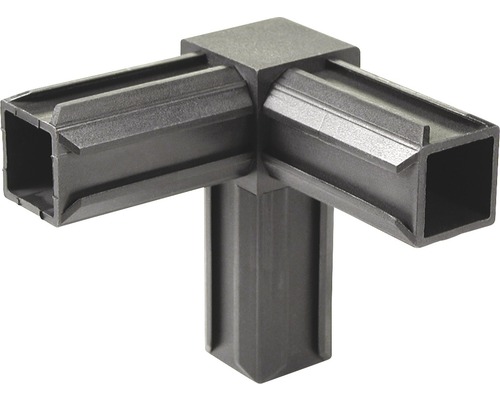 Conector țeavă pătrată tip „E” Alberts XD 20x20 mm, unghi 90°, plastic negru