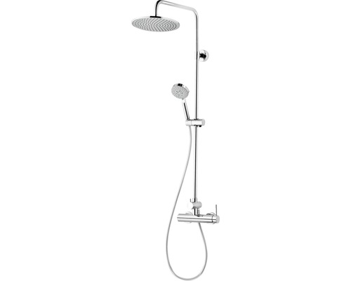 Sistem de duş cu comutator Schulte Modern, duș fix Ø25 cm, pară duș 5 funcții, crom D969271 02