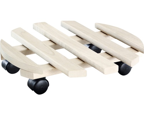 Suport ghiveci cu roți Wagner Multi Roller, Ø 35 cm, capacitate portantă 100 kg Suport pentru plante din lemn cu role negre