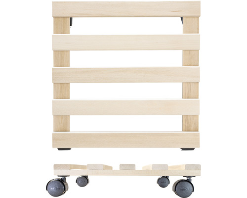 Suport pentru plante din lemn cu role