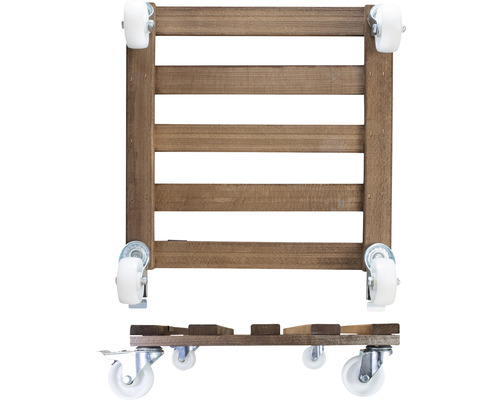 Suport mobil pentru plante din lemn cu role