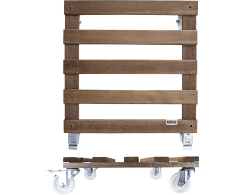 Suport pentru plante din lemn cu role