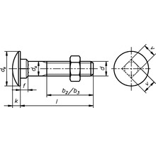 Șuruburi metrice cu cap bombat torbant și piuliță Dresselhaus 12x180 mm DIN603 oțel zincat, 25 bucăți