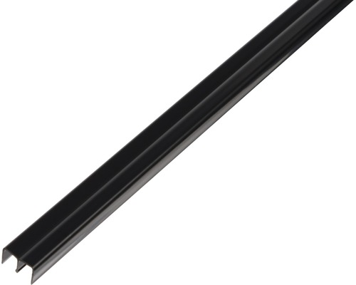Profil dublu de ghidaj Alberts 2m pentru uși glisante, superior, plastic negru