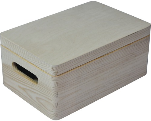 Cutie din lemn cu capac și mâner de transport