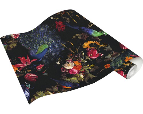 Rola de tapet cu motiv de păuni și flori