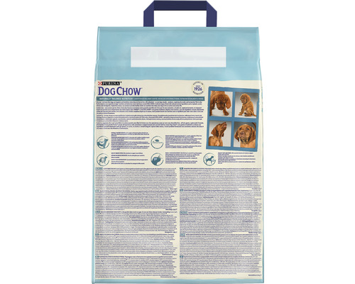 Partea din spate a ambalajului Purina Dog Chow