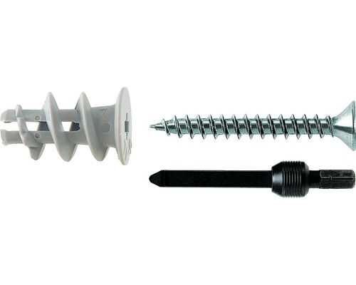 Dibluri plastic autoforante cu șurub Fischer GK-S 4,5x35 mm, pachet 5 bucăți, pentru gipscarton, incl. unealtă de montaj-0