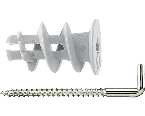 Dibluri plastic autoforante cu cârlig Fischer GK-WH 4,2x40 mm, pachet 5 bucăți, pentru gipscarton, incl. unealtă de montaj-0