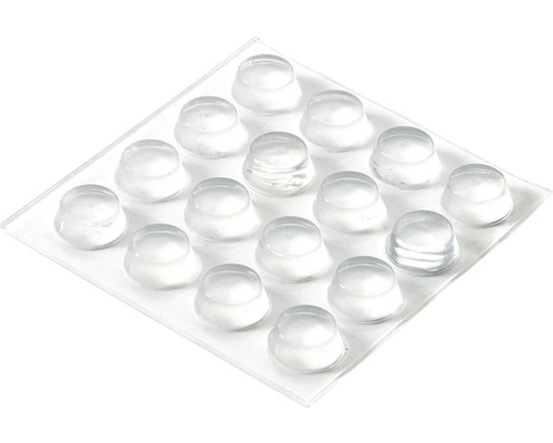 Set protecții din plastic pentru mobilă Hettich Ø11x5mm, transparent, 16 piese Tampoane autoadezive pe o placă suport transparentă