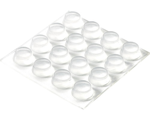 Set protecții din plastic pentru mobilă Hettich Ø13x6,5mm, transparent, 16 piese Placă pătrată cu mai multe opritoare de ușă transparente