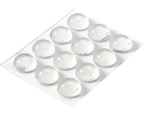Set protecții din plastic pentru mobilă Hettich Ø16x8mm, transparent, 12 piese Amortizoare autoadezive pe o placă