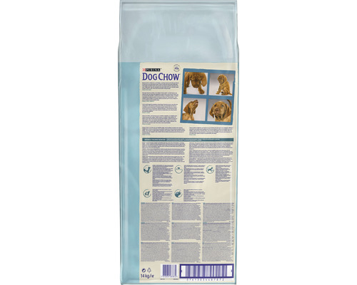 Hrană uscată Purina Dog Chow într-un ambalaj de 14 kilograme.