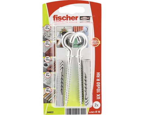 Fischer diblu universal UX 10x60 R RH, 2 bucăți