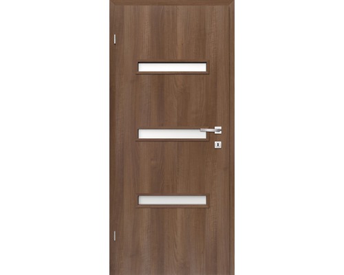 Foaie de ușă Classen nuc cpl Century 3 MDF 203,5x84,4 cm stânga Ușă de interior din lemn cu trei decupaje de lumină