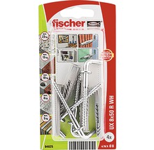 Dibluri plastic cu cârlig Fischer UX 8x50 mm, pachet 4 bucăți, cu guler-thumb-0