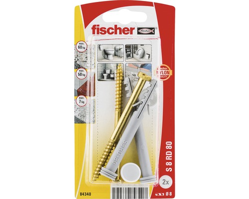 Set pentru montaj vas WC Fischer S8RD80 K NV Ø8mm, 2 piese Șuruburi și dibluri Fischer în set