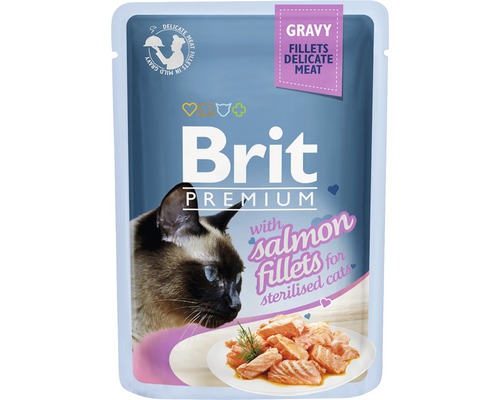 Hrană umedă pentru pisici Brit Premium by Nature Sterilised cu somon în sos 85 g