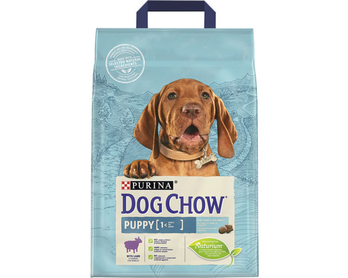 Hrană uscată pentru câini PURINA Dog Chow Puppy cu miel și orez 2,5 kg PACHET PROMO 1+1