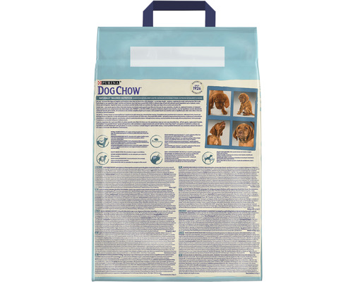 Partea din spate a ambalajului Purina Dog Chow