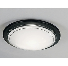 Lumină de plafon rotundă cu margine neagră și abajur alb