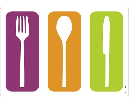 Panou bucătărie mySpotti pop Besteck aluminiu compozit 59x41 cm Simboluri tacâmuri pentru furculiță, lingură și cuțit