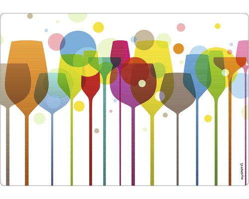 Față de masă decorativă cu motive colorate de pahare de vin