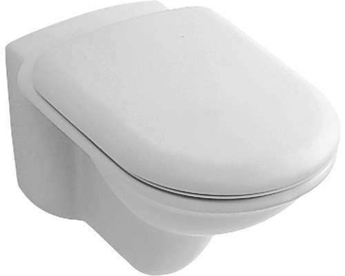 WC suspendat din ceramică cu capac de toaletă închis.