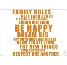 Panou decorativ cu inscripția reguli de familie