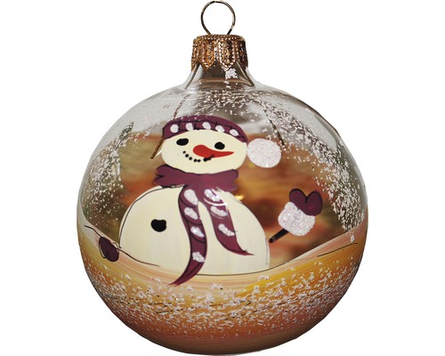 Glob de Crăciun pictat cu motiv de om de zăpadă