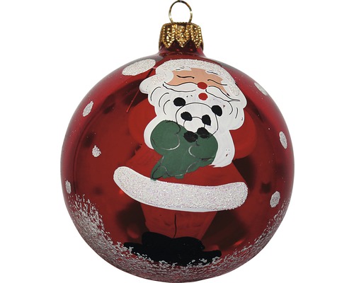 Glob de Crăciun roșu cu motiv Moș Crăciun