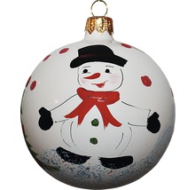 Glob de pom de Crăciun cu decor de om de zăpadă