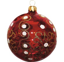 Glob de Crăciun roșu cu decorațiuni aurii și albe