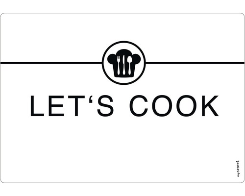 Suport Let''s Cook cu simbolul pălăriei de bucătar, furculiță și lingură