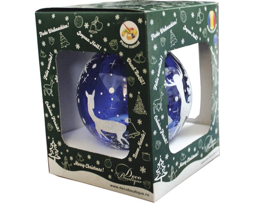 Glob de pom de Crăciun în cutie cu motiv căprioară