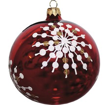 Glob de Crăciun roșu cu model de fulg de nea