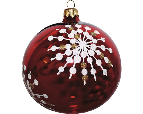 Glob de Crăciun roșu cu model de fulg de nea