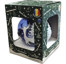 Ambalaj glob de Crăciun albastru cu motiv căprioară