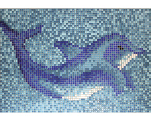 Tablou piscină mozaic din sticlă pentru piscină Delfin GMK37 albastru 160x110 cm