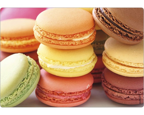 Panou bucătărie mySpotti pop Macaros aluminiu compozit 59x41 cm Stivă de macarons diferiți