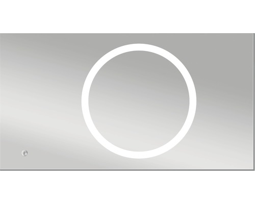Oglindă dreptunghiulară cu iluminare rotundă