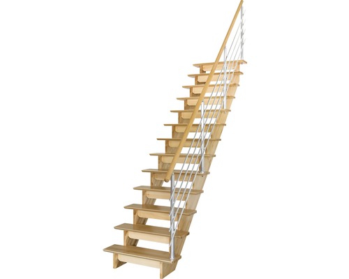 Scară din lemn cu balustradă