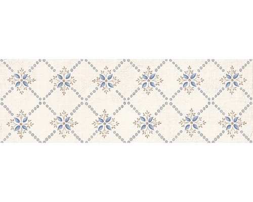 Faianță decorativă Brick Flor Almond 11x33,15 cm Faianță decorativă cu model floral pe fundal deschis