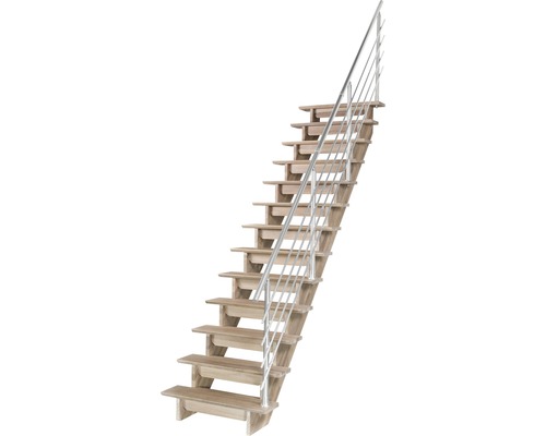 Scară din lemn cu balustradă metalică