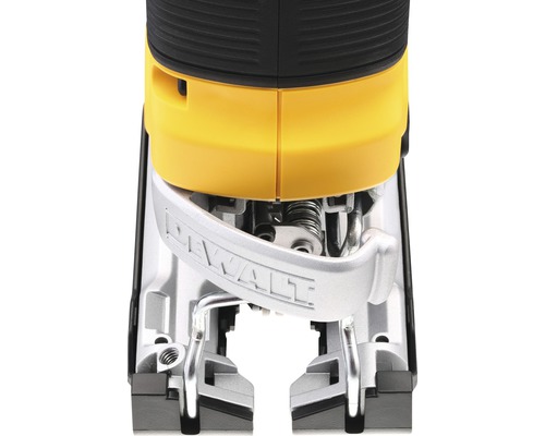 Vizualizare detaliată a unui ferăstrău vertical marca DeWalt