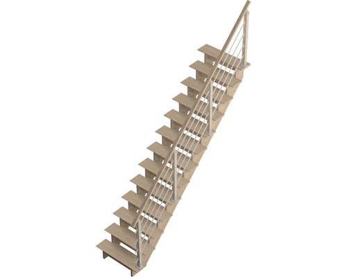 Scară din lemn cu balustradă metalică