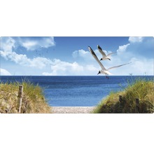 Panou decorativ cu motiv de plajă, pescăruși și mare