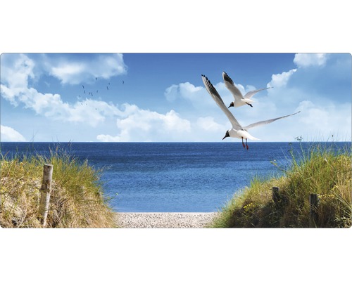 Panou decorativ cu motiv de plajă, pescăruși și mare